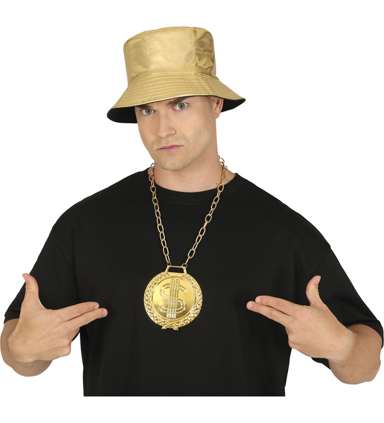 Zlatý kovový náhrdelník s dolarem