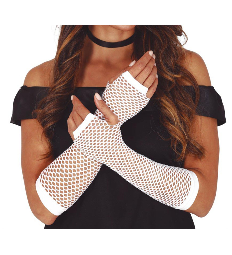 Síťované rukavice, 26 cm, bílé