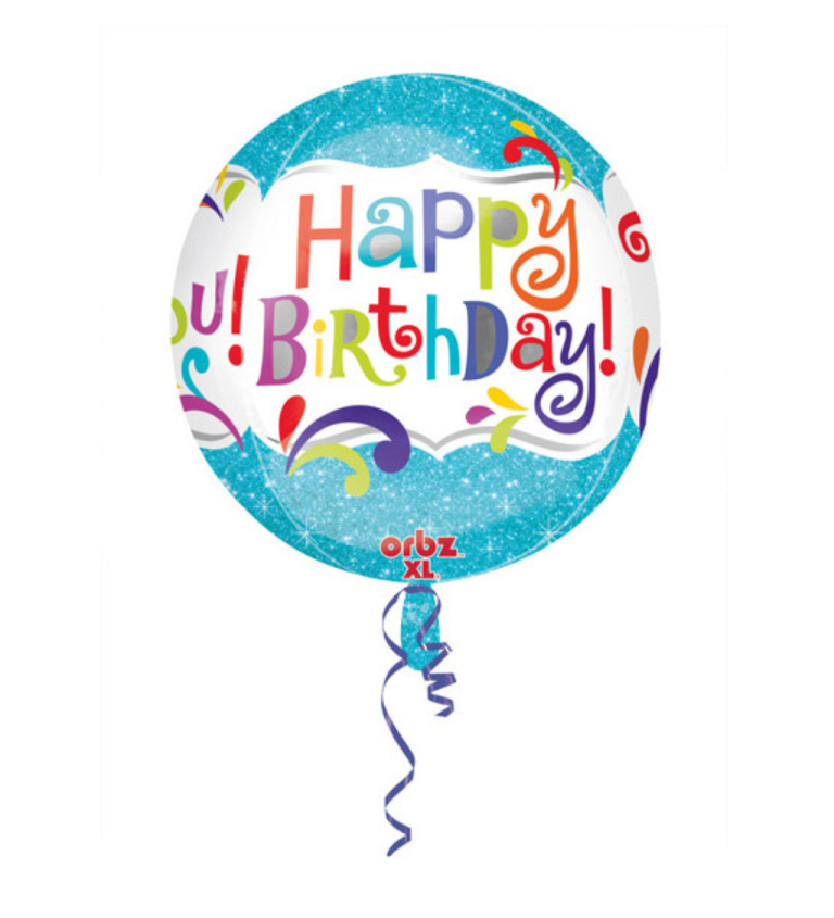 Happy Birthday - modrý balónek