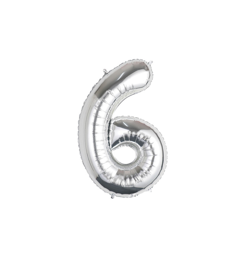 Fóliový balónek číslo 6 stříbrné