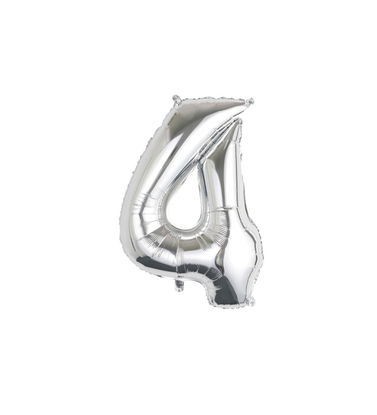 Fóliový balónek číslo 4 stříbrné