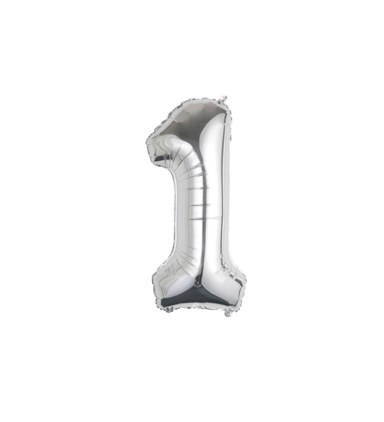 Fóliový balónek  číslo 1 stříbrné