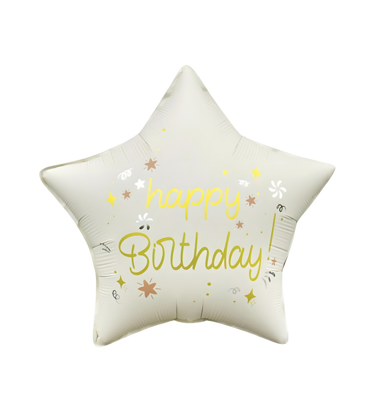 Fóliový balónek "Happy birthday" hvězda