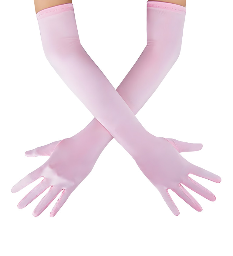 Dlouhé rukavice růžové