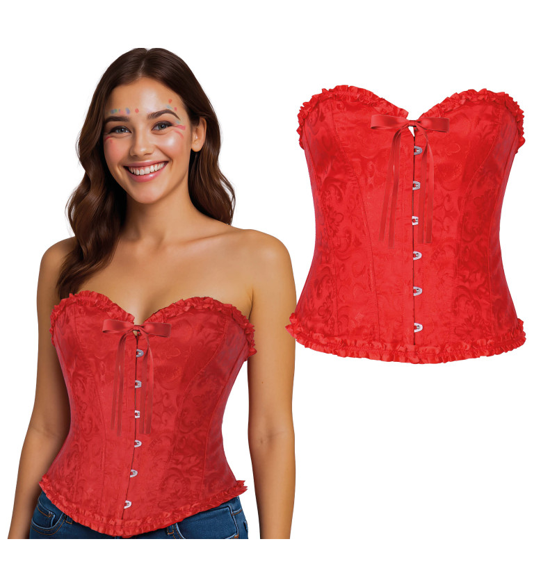 Korzet s krajkou - červený