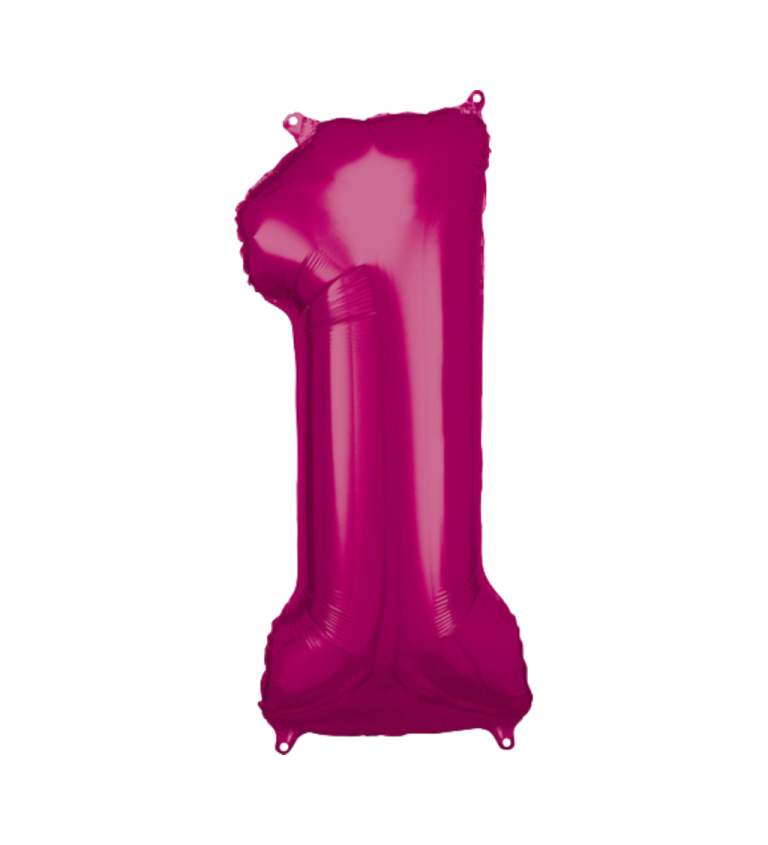 Fóliový balónek číslo 1 tmavě růžové 89 cm