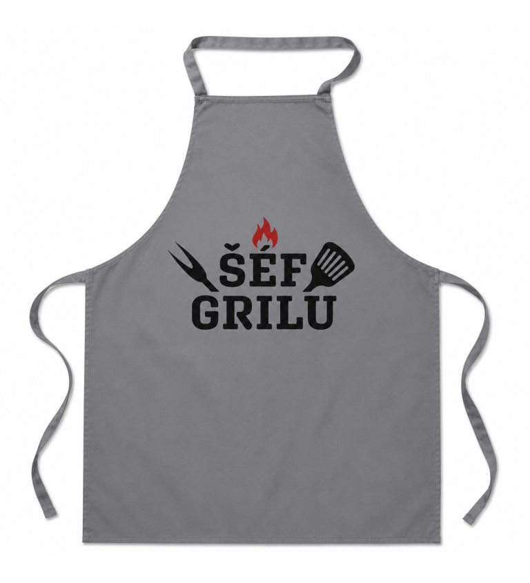 Zástěra šedá nápis - Šéf grilu