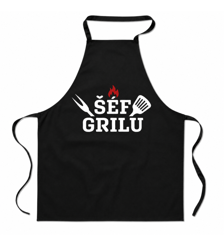 Zástěra černá nápis - Šéf grilu