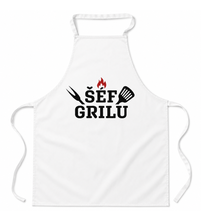 Zástěra bílá nápis - Šéf grilu